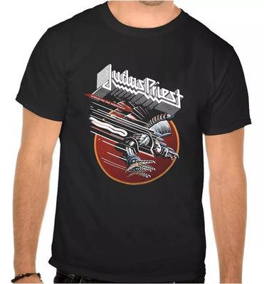 Unisex T-shirts 100% bomull Herr Dam JUDAS PRIEST ROCKMUSIK SVART T-SHIRT -1064-