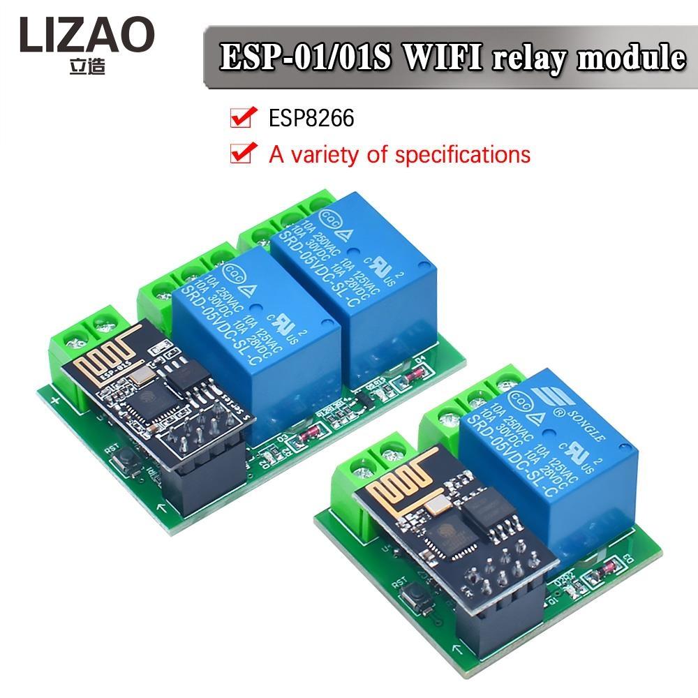 LIZAO 1 Channel ESP8166 WiFi Relay Module ESP-11 DC 1V with LED Indicator Reset Switch Low Level Trigger Relay Control Board