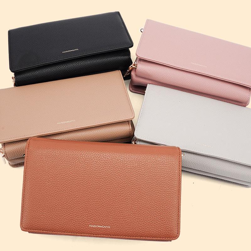 Women's Medium Crossbody Bag: Simple, Versatile, Large-Capacity, High-Grade Soft Leather, Commuter-Friendly Square Design.