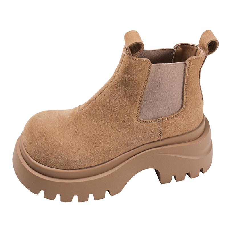 Bottes Martin rétro à talons épais et semelles épaisses pour femmes Queen Fan 2025 nouvel automne augmentant la hauteur et amincissantes bottines courtes polyvalentes