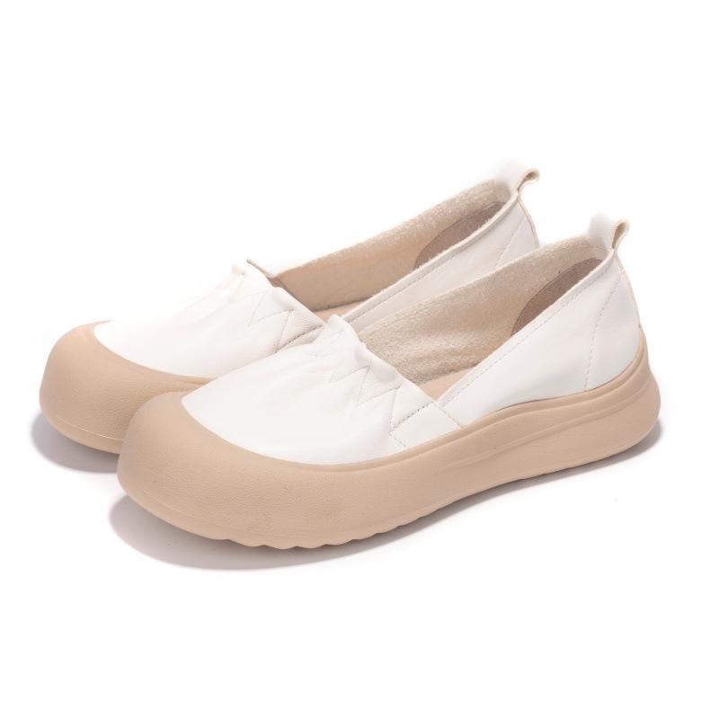 

The first layer of cowhide retro single shoes women s new shoes, one pedal soft-soled women s shoes, genuine leather thick-soled white shoes 40 белый