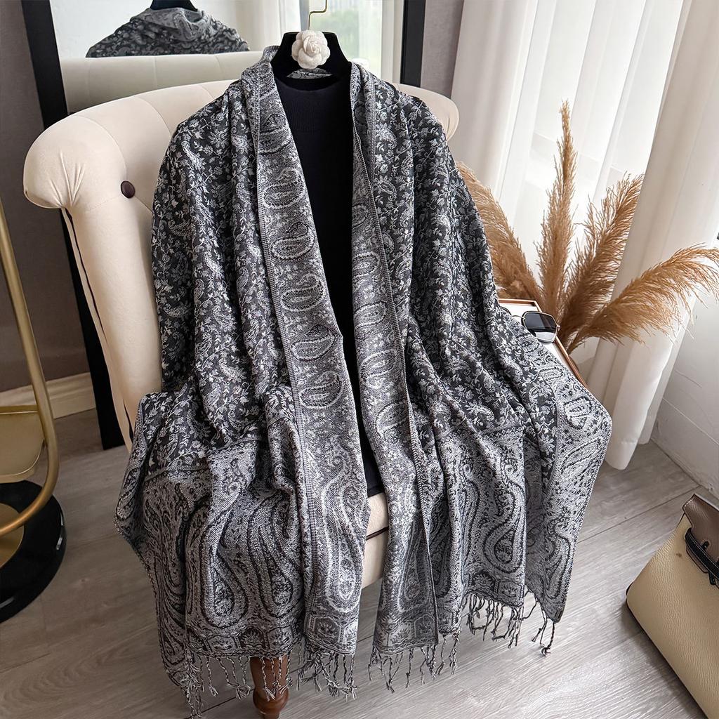 Imitation Cashmere Shawl Classic Ethnic Style Versatile Jacquard Cashew Fringed Scarf Long Scarf
