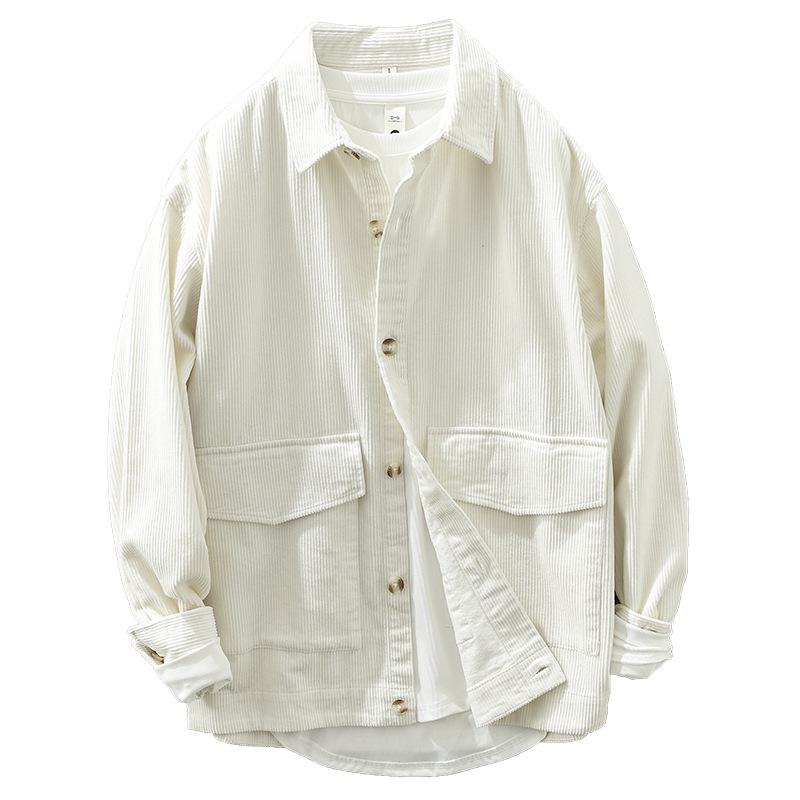 Men's Long-Sleeve Corduroy Shirt - Japanese Retro Style, Loose Fit, Versatile Jacket