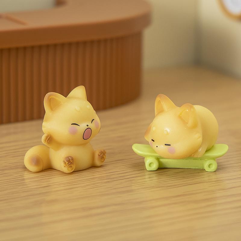 6PCS/SET Kawaii Figure 1.6-2.7cm PVC Fox Cute Adult Collection Room Decorative Decoration Cartoon Toys Model Periphery Kid Gift