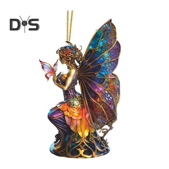 

Подвеска на Хэллоуин, акриловая подвеска в виде ведьмы-феи, разноцветные крылья бабочки, подвеска для сумки в машину, декор на Хэллоуин B