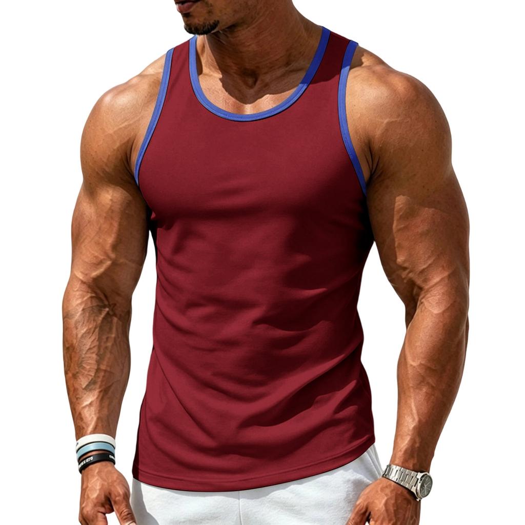 Men's Athletic Tank Top Gym Workout Sleeveless Shirt Moisture Wicking Breathable Stretch Fabric Loose Fit Training Vest