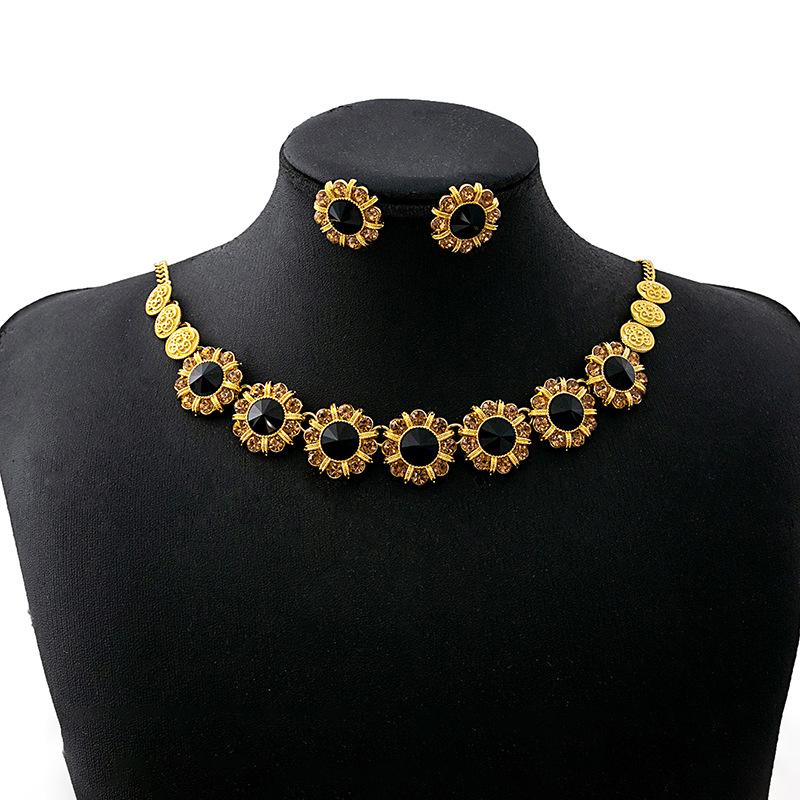 Luxury Atmospheric Water Drop Jewelry Set, Geometric Round Pearl Earrings, Elegant Flower Necklace For Women