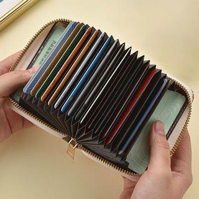 New Multi-Card Slot Women Wallet Zipper Leather ID Card Holder Large Capacity Coin Purse