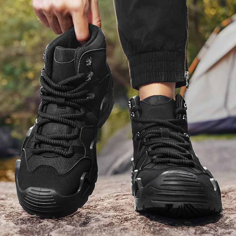 Men's Hiking Boots Outdoor Hiking Anti Slip Training Work Shoes Green Thick Soled Sports Shoes 2025 New Autumn and Winter Boots