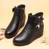 Women's Wedge Heel Fleece-Lined Short Boots for Autumn and Winter - Versatile and Warm for Seniors