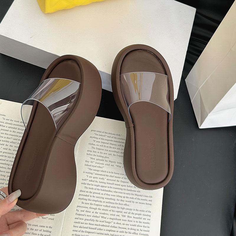 Fashion Fashion Thick Soled Women Wedges Slippers Shoes Transparent Footwear Platform Ladies Wedges Slippers Shoes Female Slides Sandals