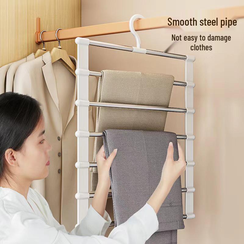 Stainless Steel Multi-Layer Folding Pants Rack Ladder with Clips