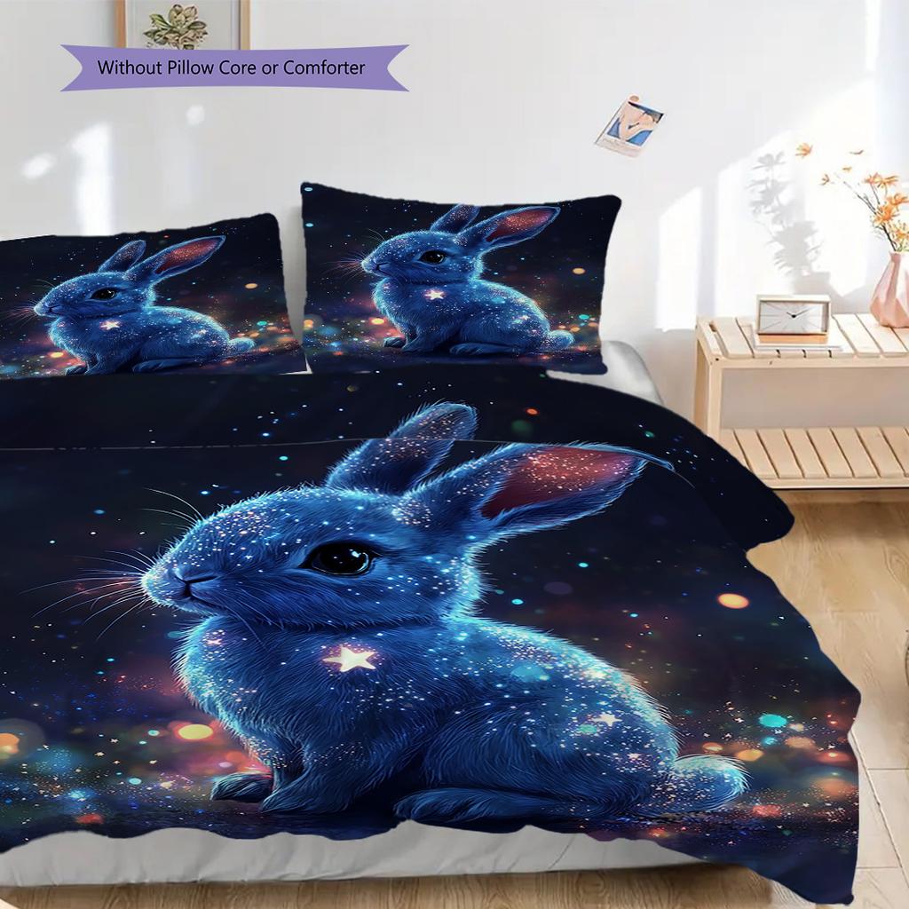 Rabbit Pattern Bedding Quilt Set Quilt Cover Pillowcase Home Decoration Birthday Gift (1 * duvet cover + 2 * pillowcase, without core)
