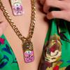 Gold-Plated Copper Tarot Necklace and Bracelet Set with Colored Enamel Demon Eye Design