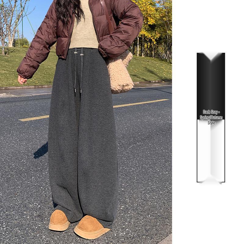 

Fleece-Lined Wide-Leg Maternity Pants, Fall/Winter 2025, Loose Fit, Slimming & Warm Large