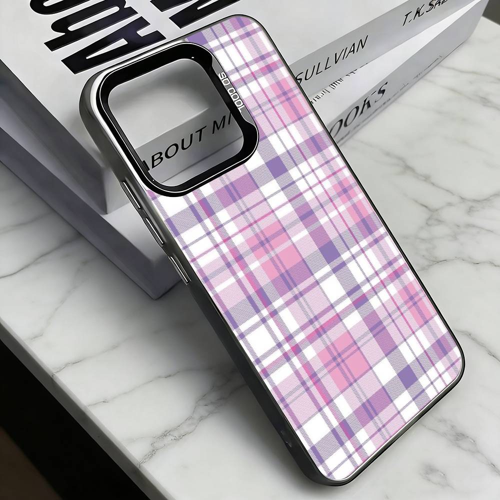 Fashionable Classic Plaid Pattern Phone Case For iPhone 17,16,15,14,13,12,11 Plus,Pro Max,XS,Colorful Silver Black Cover