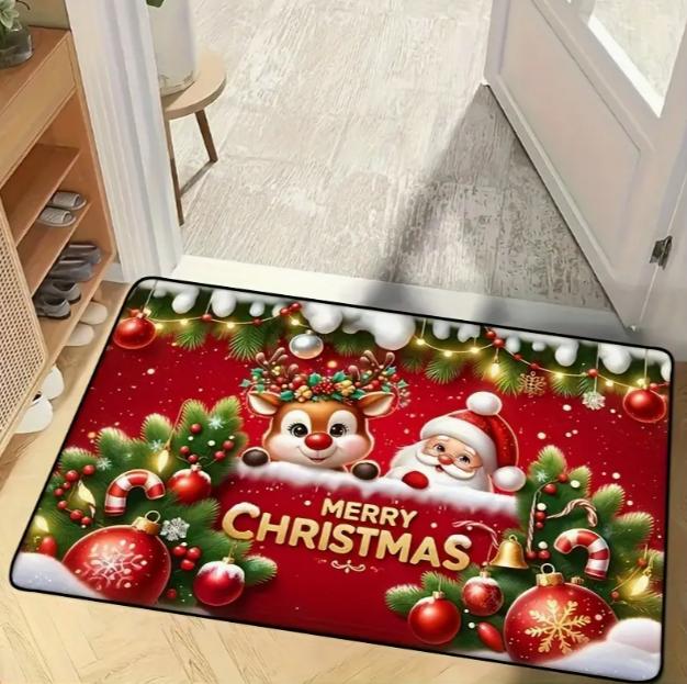 Santa Claus Hohohoho Doormat with Santa Claus Holiday Floor Mat Suitable Red Green Front Doors Holiday Home Decoration Christmas