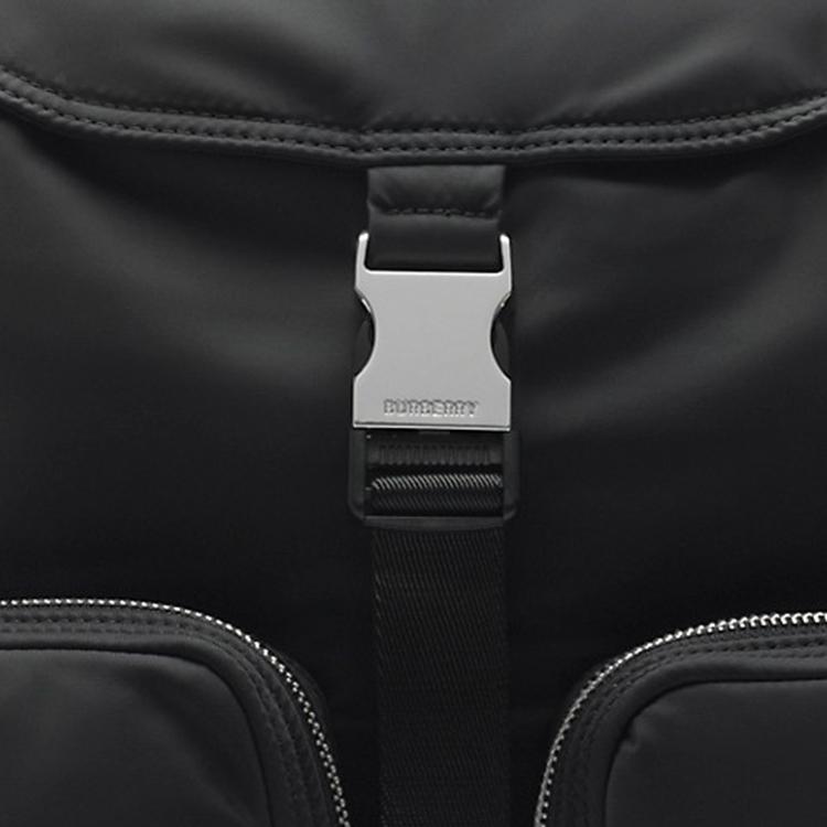 Burberry Nylon Backpack Black Drawstring Flip Cover Travel Rucksack with Multiple Pockets for Men Women Daily Commute School 80939601