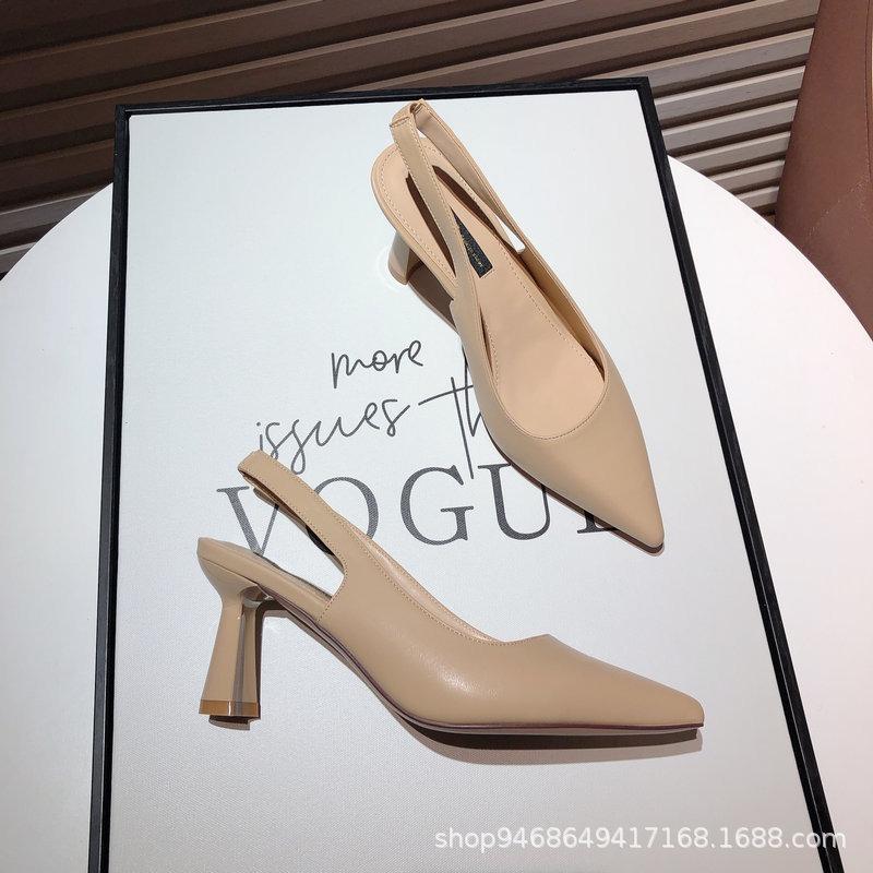 Baotou sandals new retro pointed thick heel high heels women's professional work single shoes