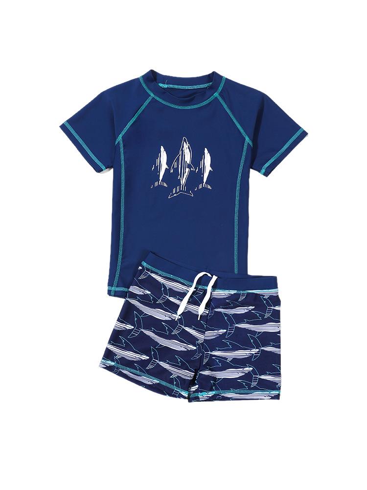 2025 New Boys' Sunscreen Swimwear Set: Toddler To Big Kid Split Swimsuit & Trunks