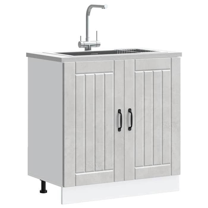 VidaXL Lucca Concrete Grey Engineered Wood Washbasin Base Cabinet, Kitchen Base Cabinet, Kitchen Drawer Base Cabinet, 853691