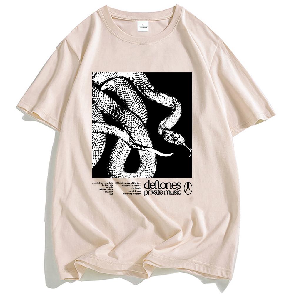 Soukromý hudební seznam skladeb Trička Deftones Rocková kapela Potisk Tričko Bavlna Volné Krátký rukáv Tričko Ženy Muži Unisex Streetwear