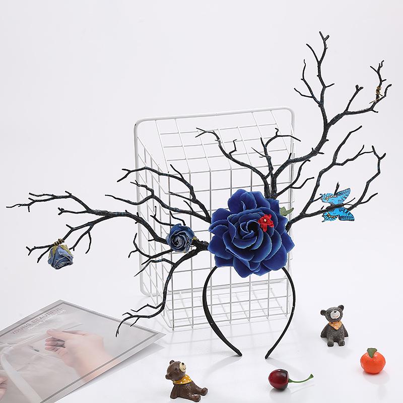 

Ретро Лесная Вечеринка Ободок с Рогами и Бабочками: Преувеличенный косплейный аксессуар для волос с имитацией веток