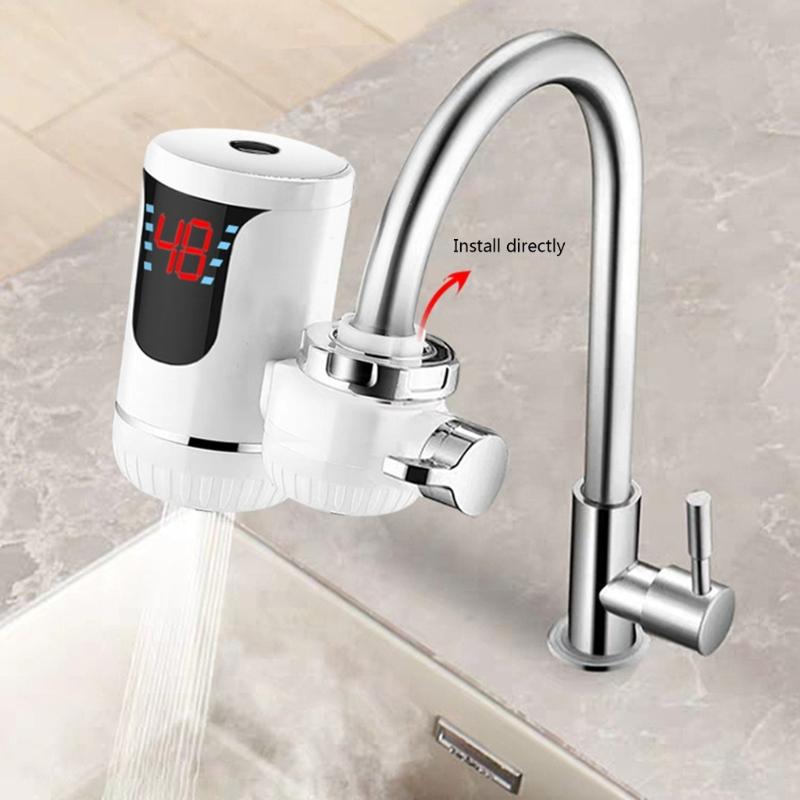 Fast Heating Tankless Water Heater Faucet LED Temperature Display Hot Water Heater Faucet for Kitchen & Bathroom Use