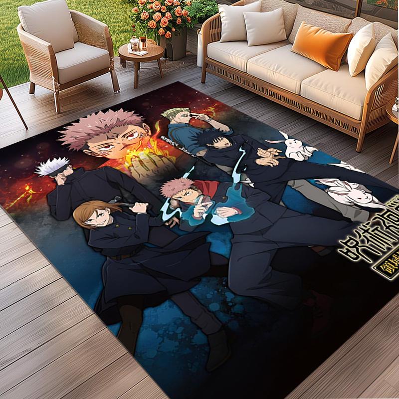Jujutsu Kaisen Print Rug, Washable Floor Carpet, For Entryway Dorm Laundry Room Office Study, Home Decor Birthday Christmas Gift