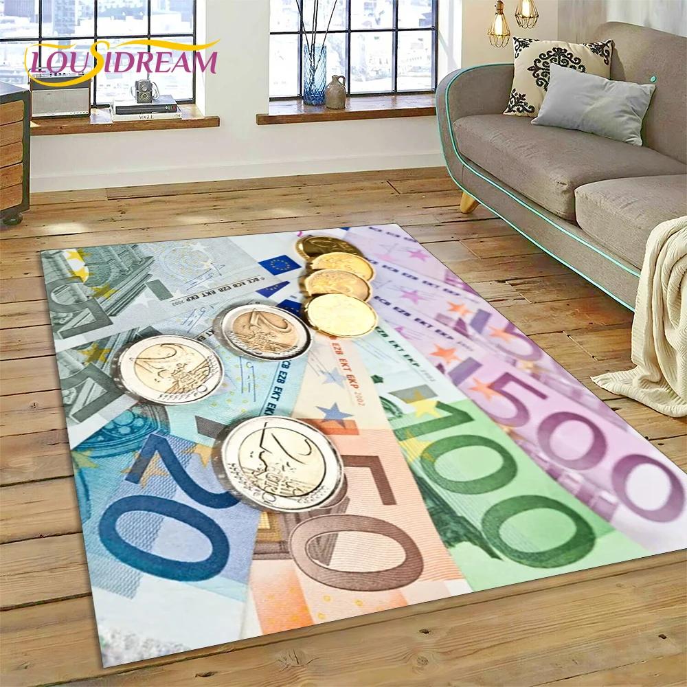 Rich Dollar Euro Pound Money 3D Cartoon Carpet Rug for Home Living Room Bedroom Sofa Doormat Decor,kids Play Non-slip Floor Mat