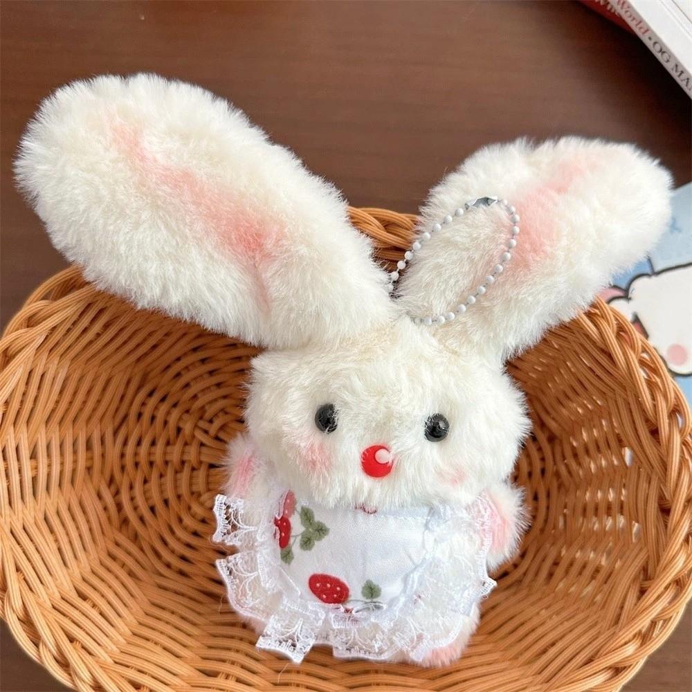 Cute Plush Rabbit Keychain Soft Long-eared Rabbit Pendant Kawaii Stuffed Keyring  Accessory Style A