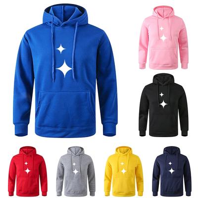 Autumn Fleece Drawstring Pocket Printed Long - Sleeve Loose Hooded Korean Fashion Sweatshirt with Drawstring Pocket Hoodie