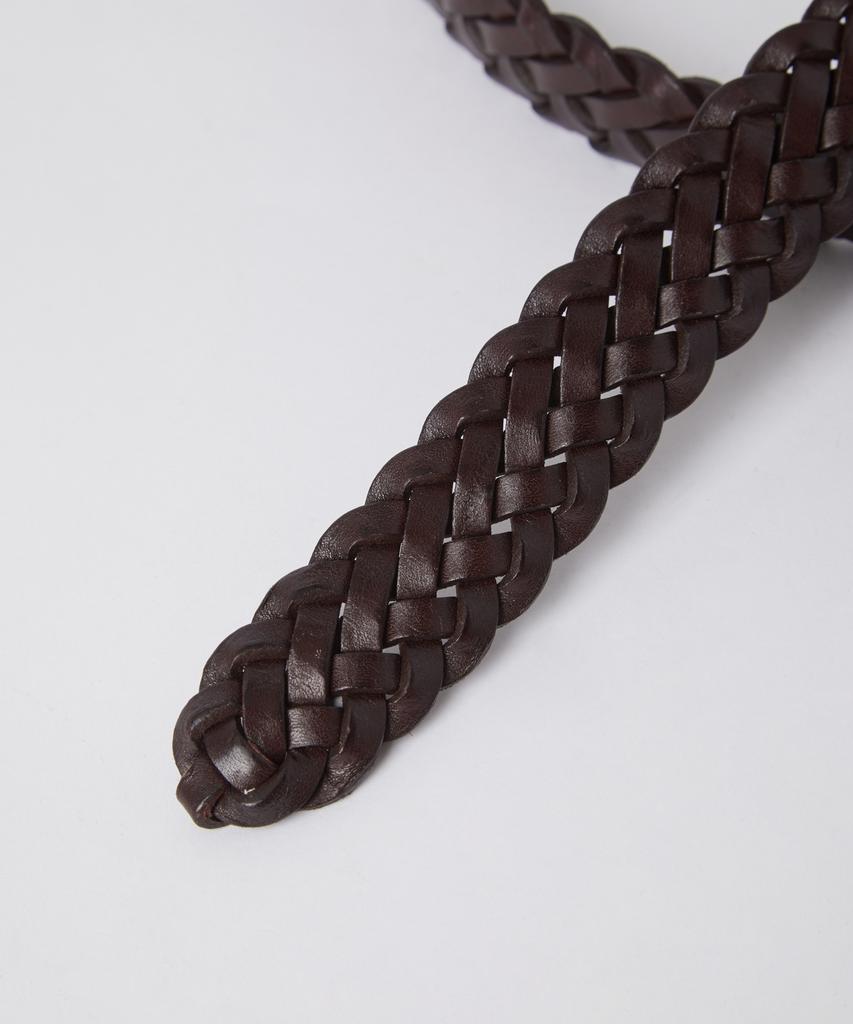 247Silijeu Leather Weaving Belt Dark Brown