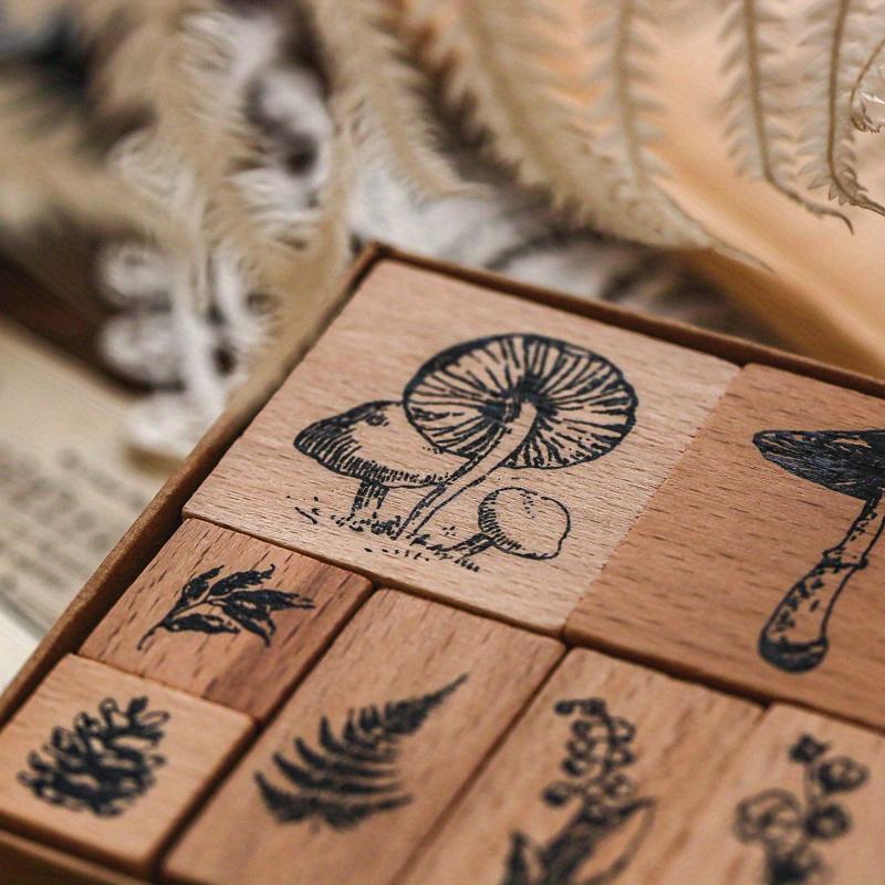 7pcs/set Vintage Plants Phases Of The Moon Standard Wood Stamp Wooden Rubber Stamps for Scrapbooking Stationery DIY Craft.