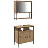 Bathroom Furniture Set with Shelf and Door 2 Pcs Brown Particleboard