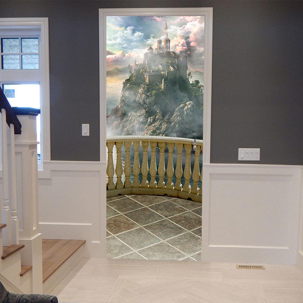 Creative Suspension Bridge Door Decoration Living Room Waterproof Self-Adhesive 3D Door Sticker Refurbished Wall Sticker Home