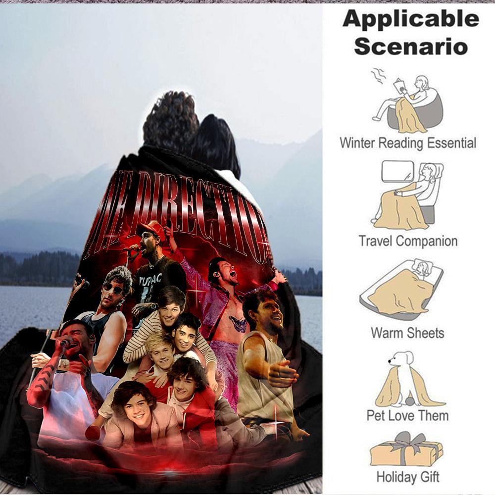 1pc Tupac, One Direction Blanket Soft All Season Throw with Vibrant Design, Perfect for Home, Travel, and Gifts, Ideal for Naps and Camping