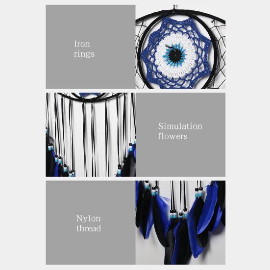 Boho Style Evil Eye Dream Catcher Handmade Blue Wall Hanging Woven Dream Catcher for Home Office Bedroom Living Room