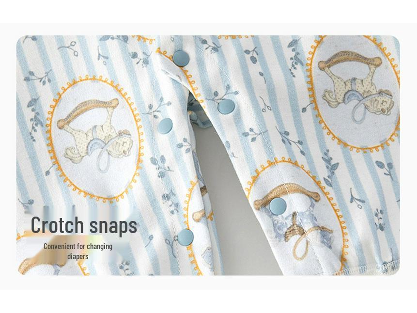 Tagless Unisex Baby Bodysuit Pajamas - Spring & Autumn Style for Outdoor Crawling