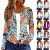 Women Floral Print Loose Fit Long Sleeve Cardigan Open Front Lightweight Layering Sweater for Casual Wear and Office Use