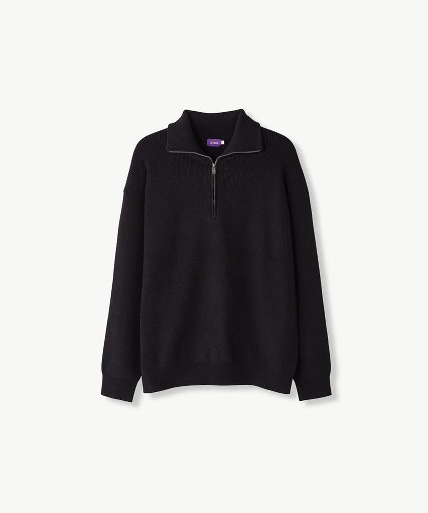 STCO Half Zip Knit Black (Oversized)_Sktva72Osb