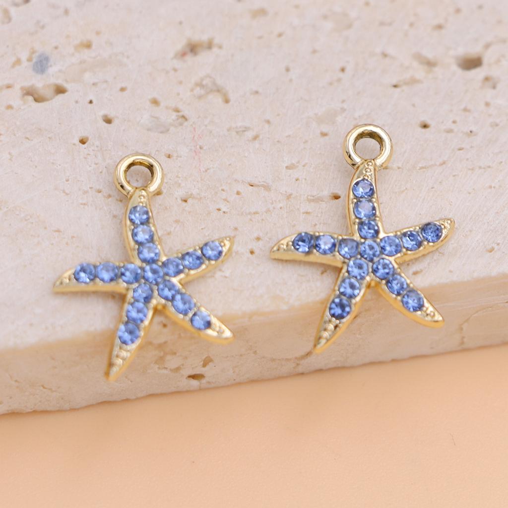 10Pcs Silver Plated Crystal Starfish Charms Pendant For Jewelry Making Bracelet Necklace Earrings Accessories Diy Craft 18X13Mm