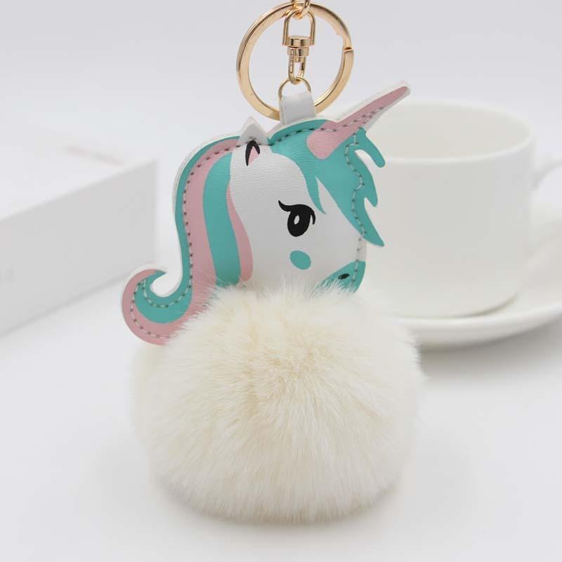 Colorful Unicorn Pompon Keychain: Small Gift, Car or Backpack Pendant Charm