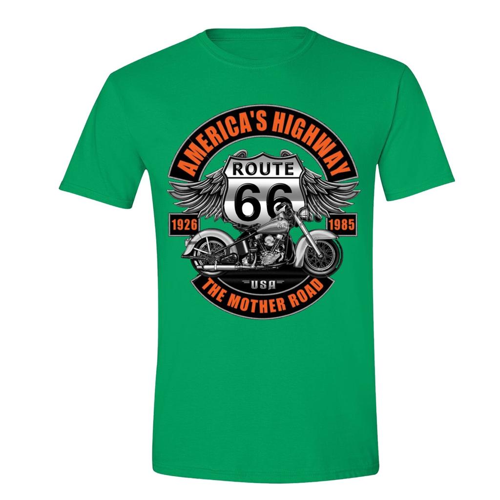 Americas Highway Route 66 USA Mother Road Motorcycle TShirt 100 Cotton ONeck Short Sleeve Summer Casual Mens Tshirt