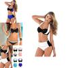 Set Women Bikini Contrast Block Halter Top High Waist Bottom Swimwear Beach