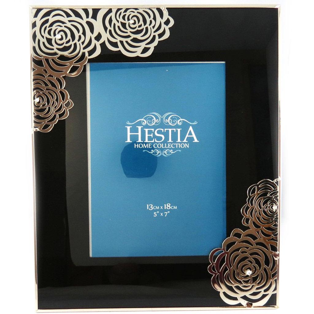 Les Trésors De Lily [L8596] - Fotorahmen 'Flora' schwarz silber (13x18 cm)