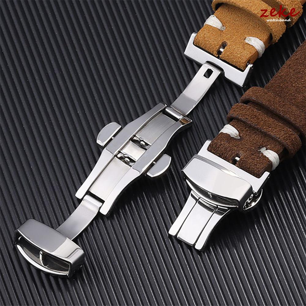 Quick Release Soft Suede Watch Strap Butterfly Clasp Calfskin Wristband for Seiko 18/20/22mm for Huawei Watch Gt3/Gt4 Bracelets