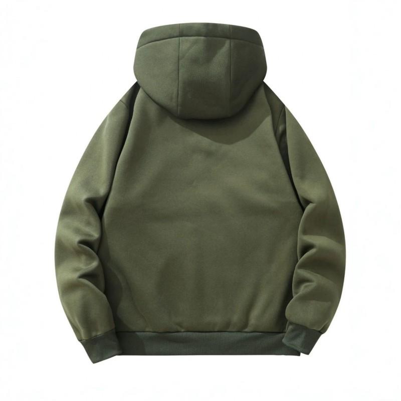 Mens Hooded Half-Zip Sweatshirt Loose Solid Color Casual Sportswear