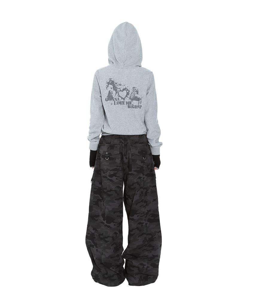 Aakam Incision Terry Zip-Up Hoodie (Gray)