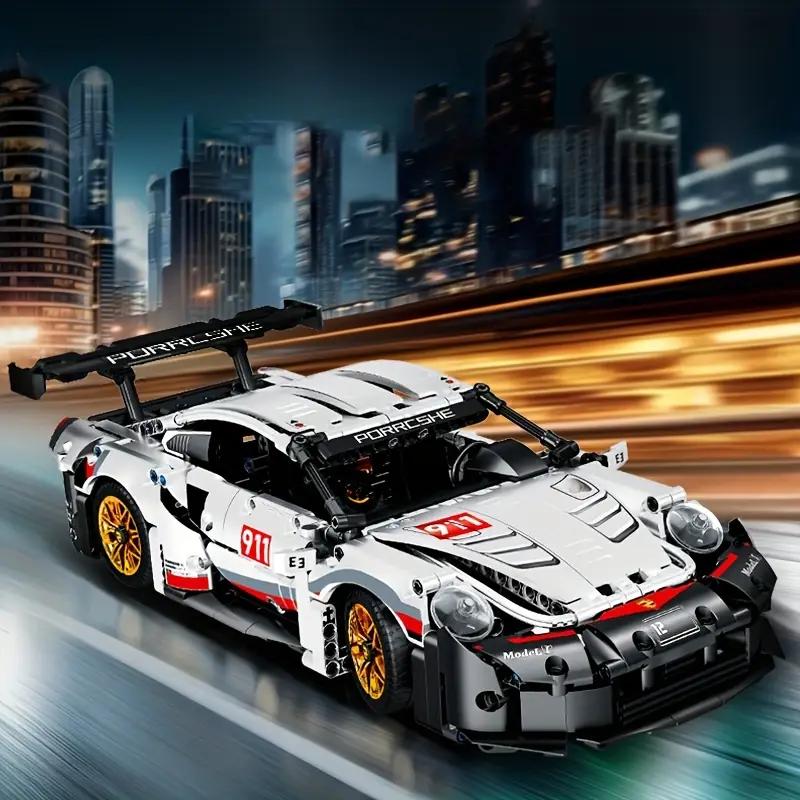Ensemble de Blocs de Construction Super Voiture de Course 1238 Pièces Conception de Carrosserie Blanche Matériau Plastique Abs Voiture Mécanique Rapide Facile à Assembler